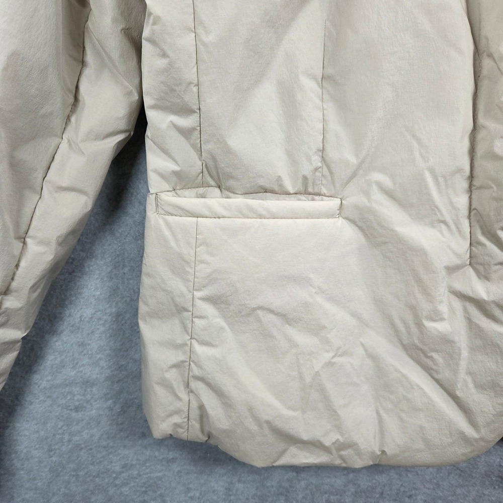 Athleta Puffer Blazer Women Large Beige Quilted Lightweight Professional Jacket - Picture 3 of 11